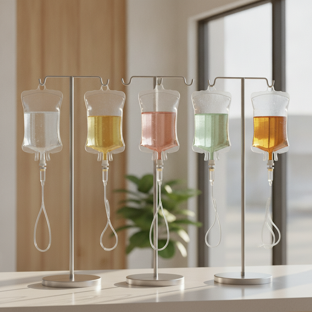 A clean, focused longevity IV menu — a standard and enhanced protocol plus a few add-ons — sourced compliantly and priced as a premium service.